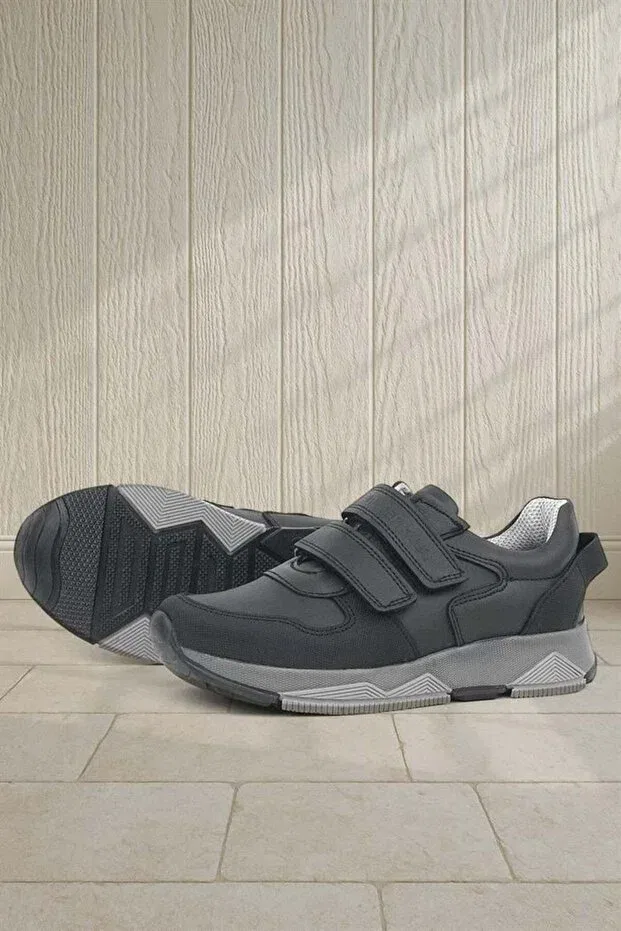 Детские кожаные кроссовки для мальчиков с ортопедической стелькой Rakerplus, Black