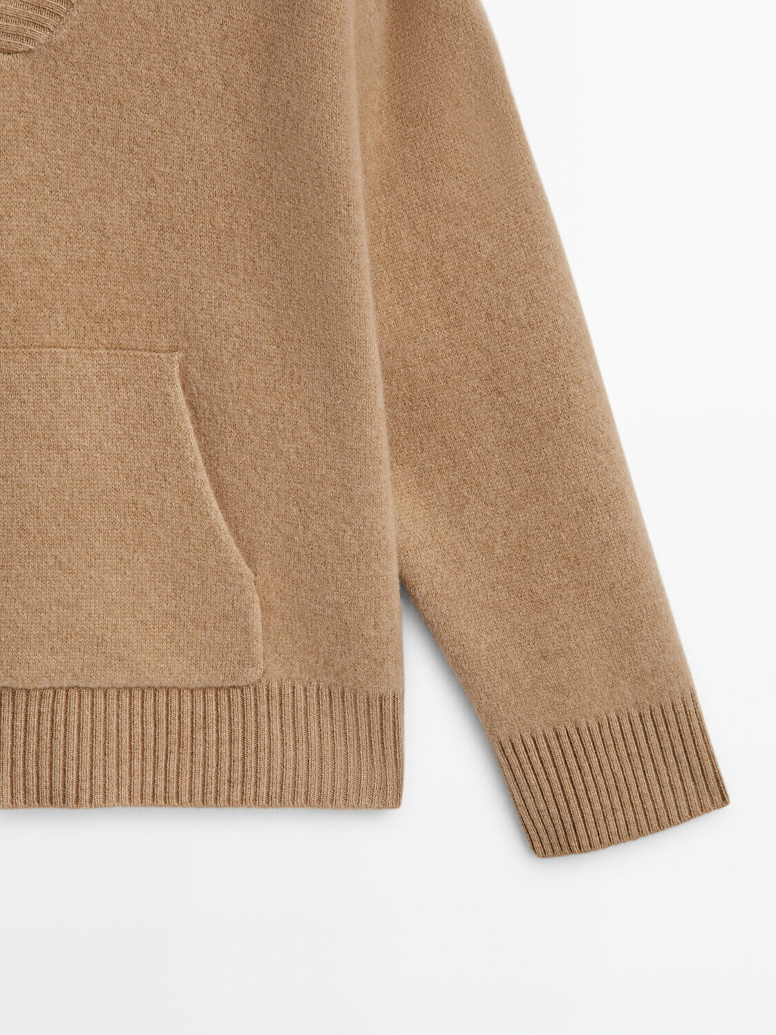 Худи Massimo Dutti Wool 100% Wool Knit, светло-коричневый — фото 4