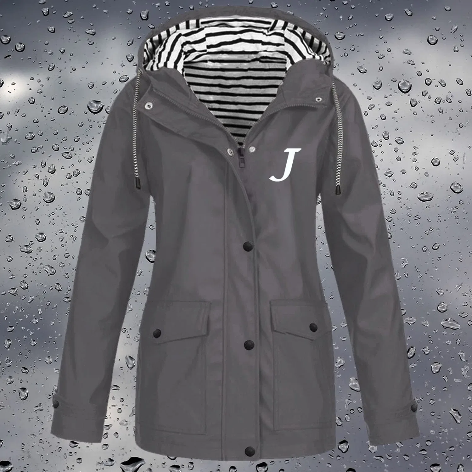 Женская ветровка с принтом Waterproof Jacket, grey — фото 2