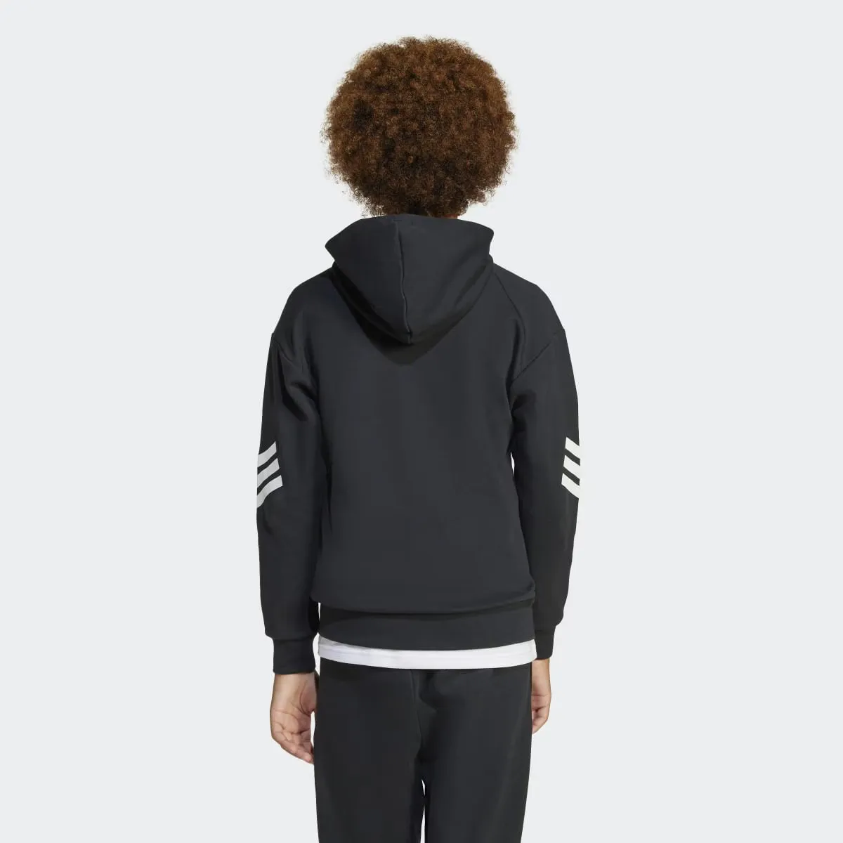 Future Icons 3 полоски детская куртка Adidas с капюшоном, чёрный — фото 2