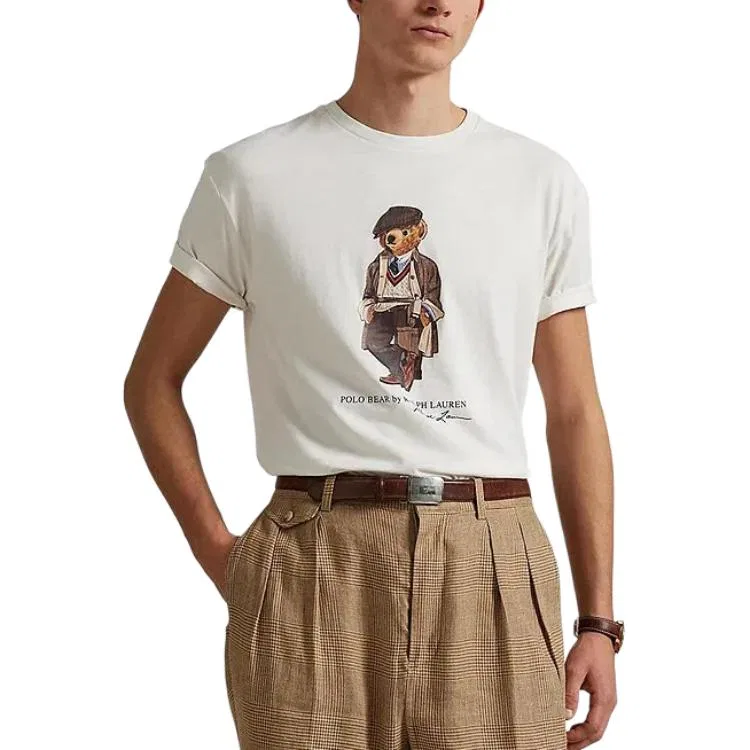 Мужская футболка с принтом Polo Bear Polo Ralph Lauren, White — фото 3