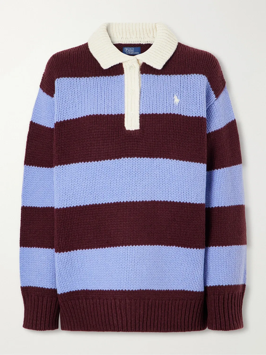 Полосатый свитер-поло из шерстяной смеси с вышитым логотипом Polo Ralph Lauren, мультиколор