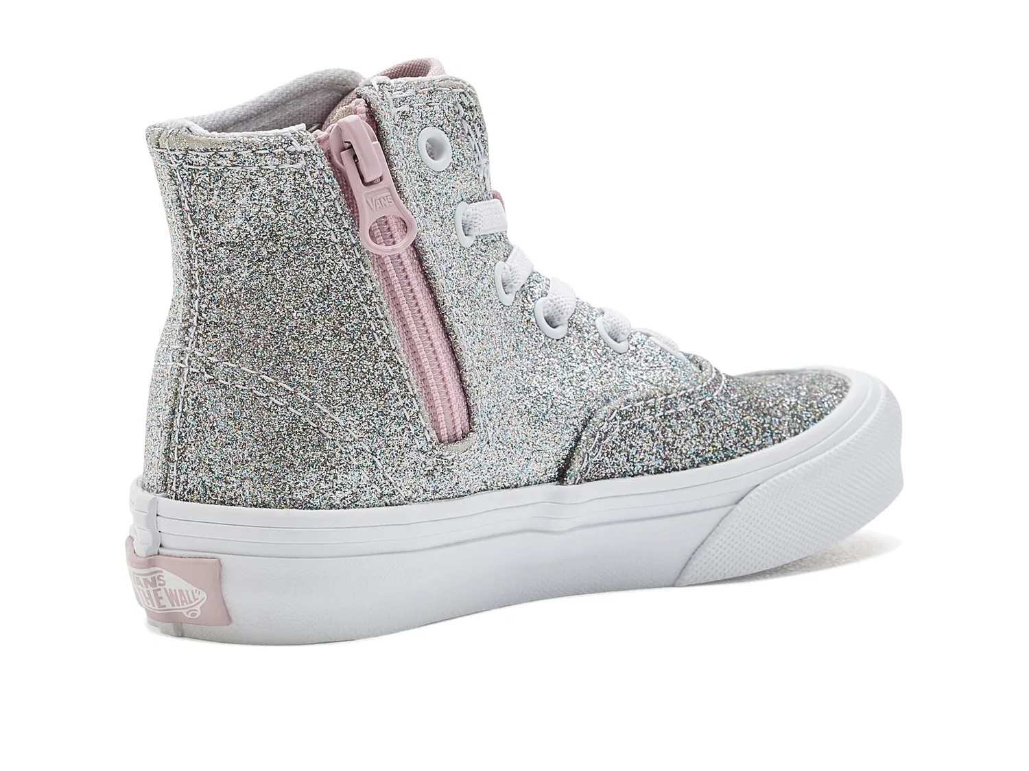 Кроссовки Authentic Hi 2.0 Zip (для маленьких детей) Vans Kids, Glitter Pale Petal Pink — фото 4