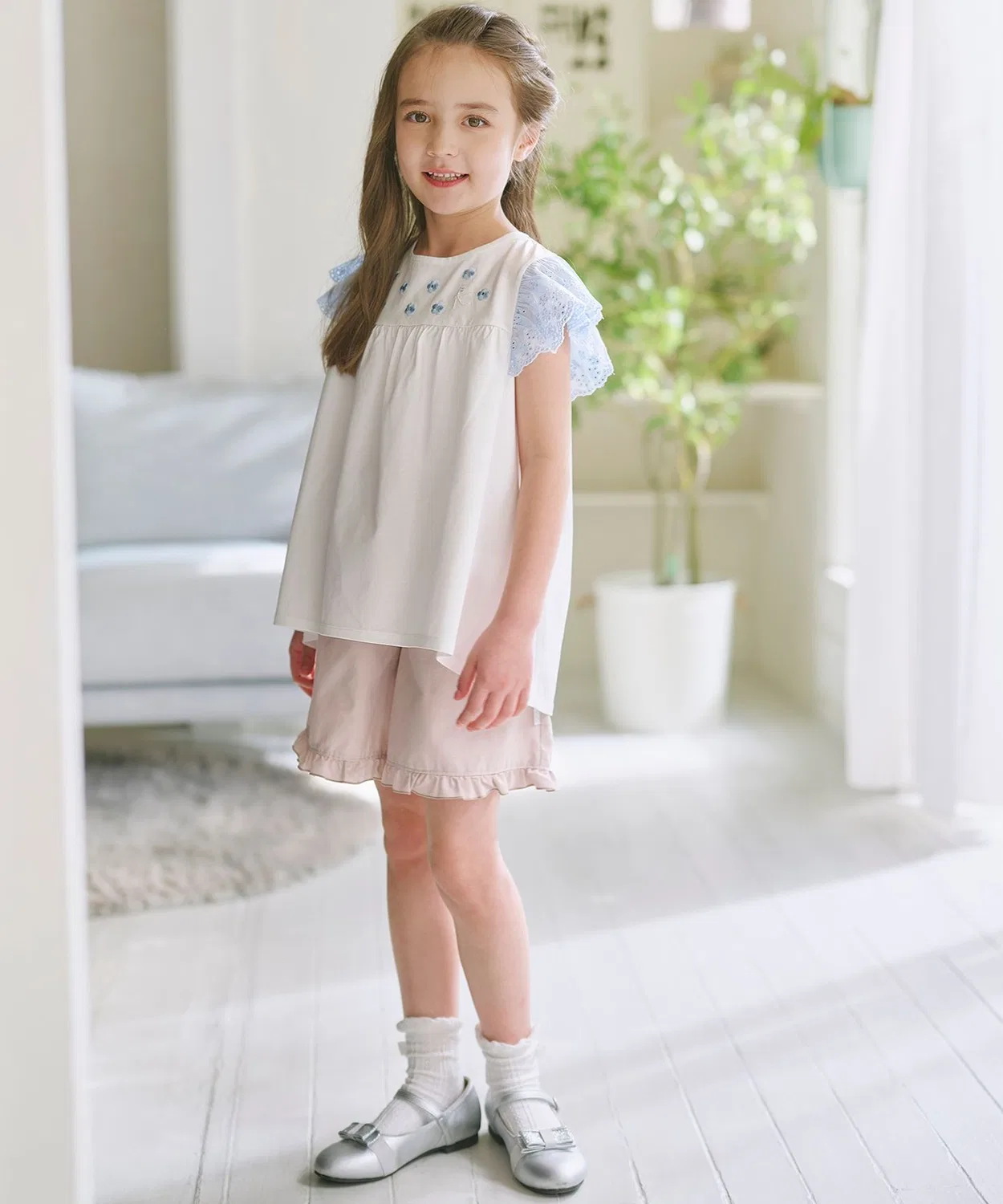 Детская туника с вышивкой petit fleur Kumikyoku KIDS, Blue — фото 3