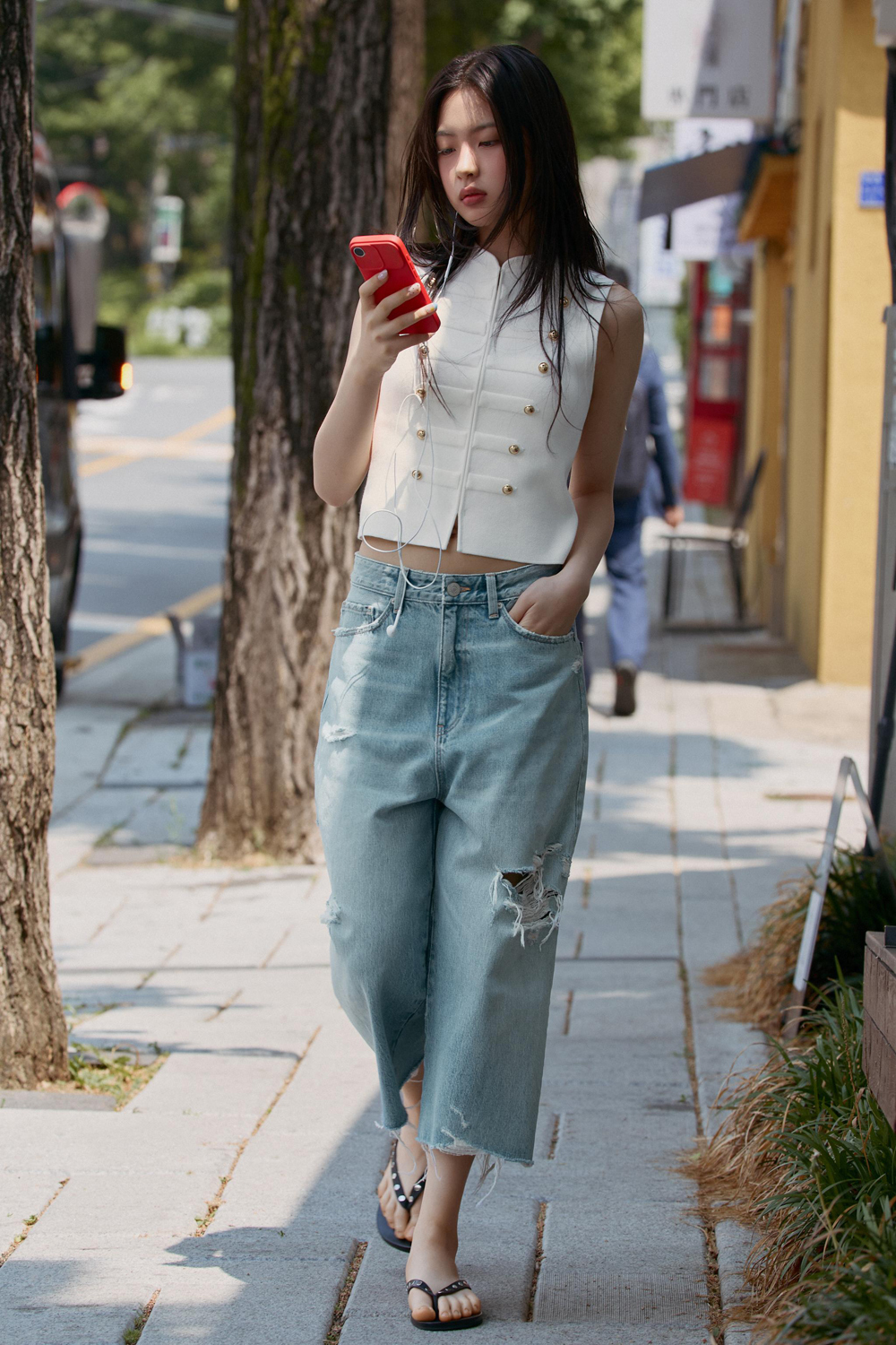 Топ Zara Buttoned Waistcoat, белый — фото 4