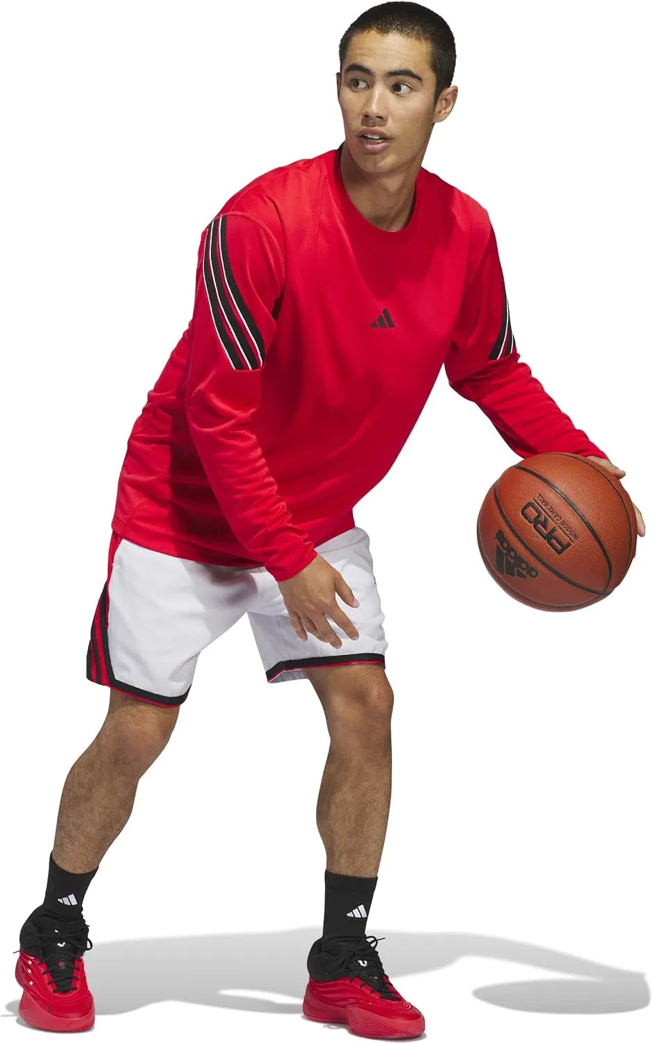 Мужская баскетбольная футболка с длинным рукавом Crazylite adidas, Pure Ruby — фото 2