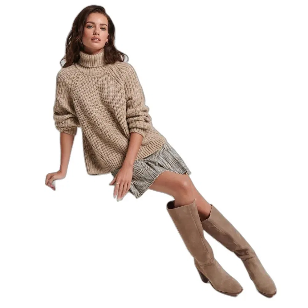 Женский свободный свитер с высоким воротником Superdry, Beige — фото 4