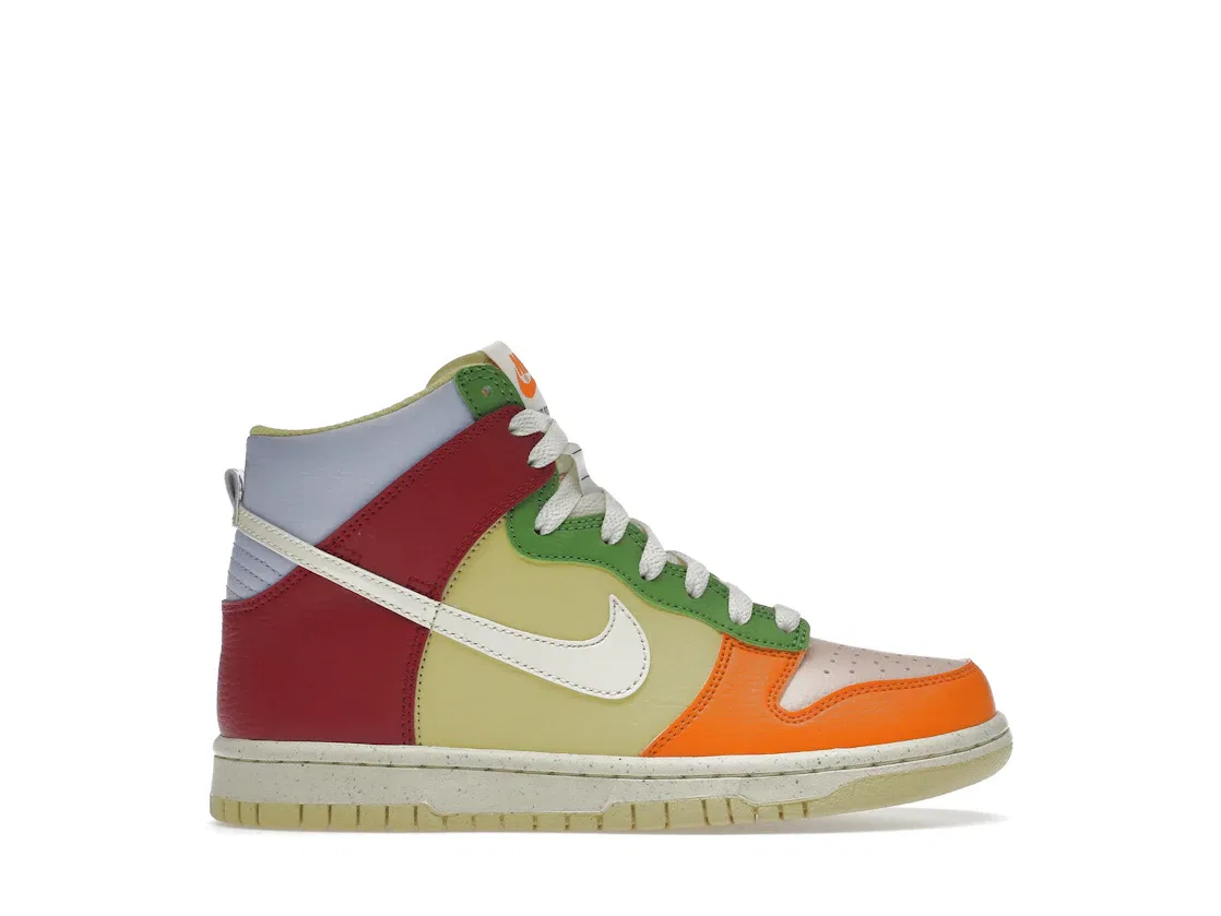 Детские кроссовки Lifestyle с принтом Nike Dunk High Next Nature Nike, Dynamic Berry/Royal Tint/Arctic Orange/Coconut Milk