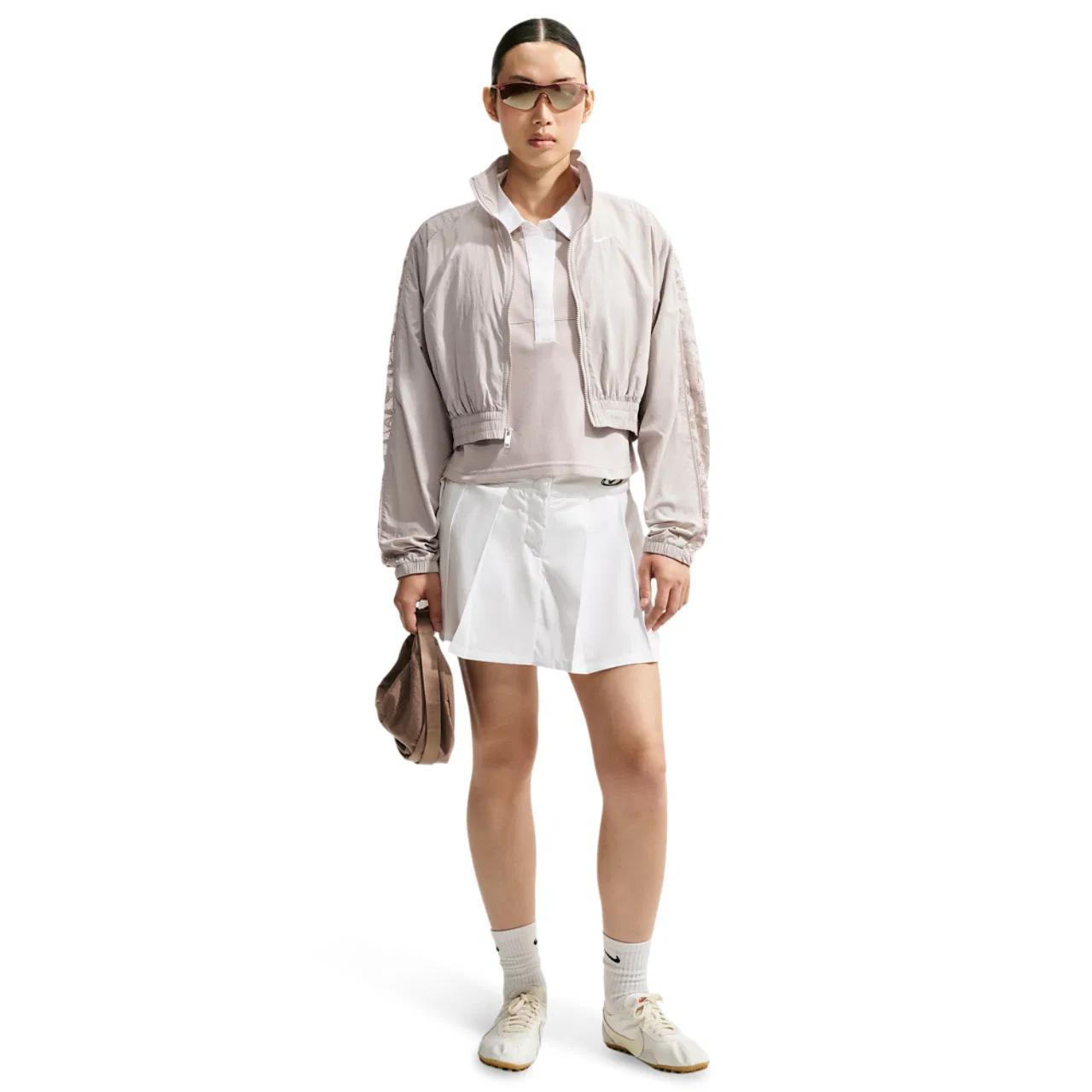 Женская куртка с кружевными вставками Nike Lace Inset Track Jacket, Cream Ii/White/Cream Ii — фото 4