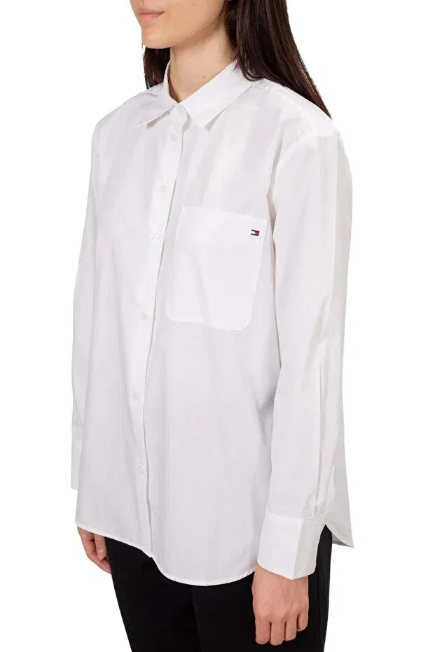 Женская рубашка из поплина с длинным рукавом Tommy Hilfiger, Th Optic White — фото 4