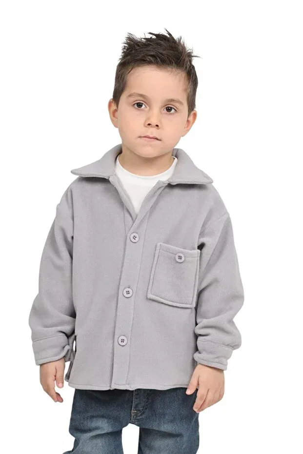 Детская фланелевая рубашка с принтом Erdem Kids, Light Gray