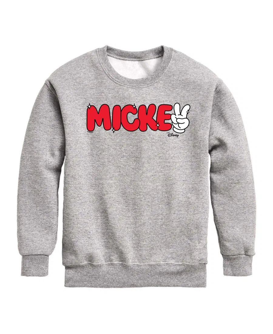 Свитшот на молнии с длинным рукавом, модель Mickey Peace Sign Hybrid, Athletic Heather