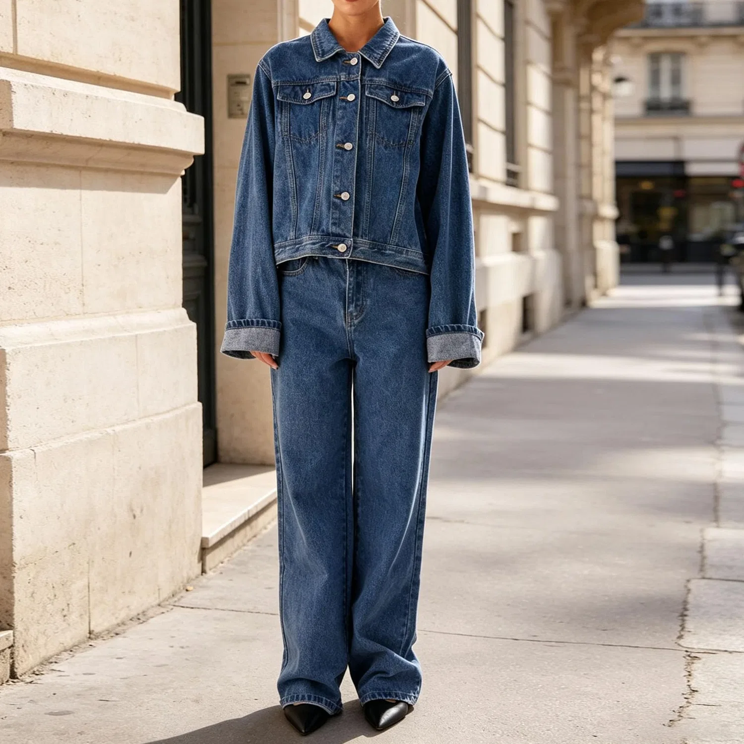 Женская джинсовая куртка oversize в стиле тракер, Blu — фото 3