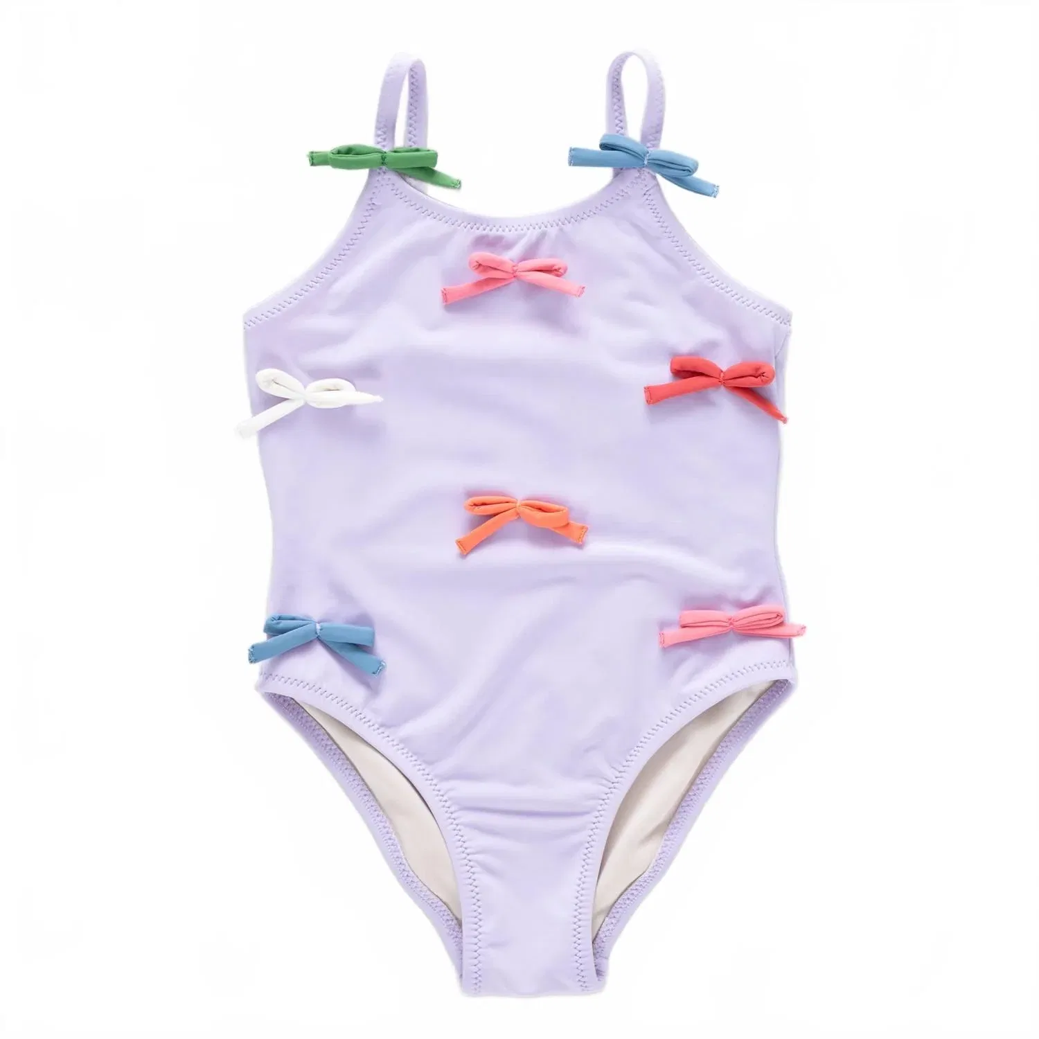 Детский слитный купальник с аппликацией Lottie Pink Chicken, Lavender Multi Bow Applique — фото 3