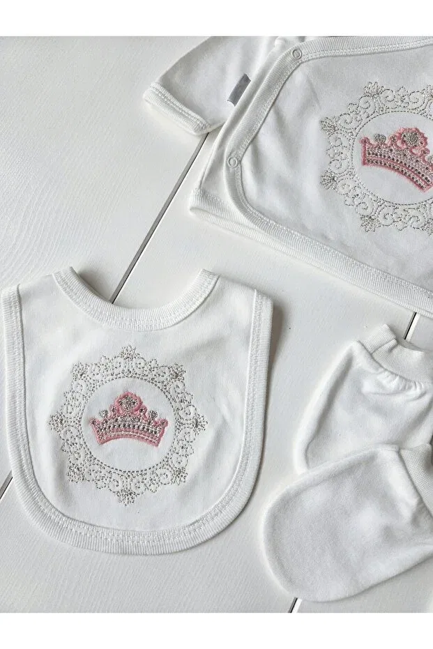 Детский для девочек комплект боди хлопковый Panfilia, White Pink — фото 3