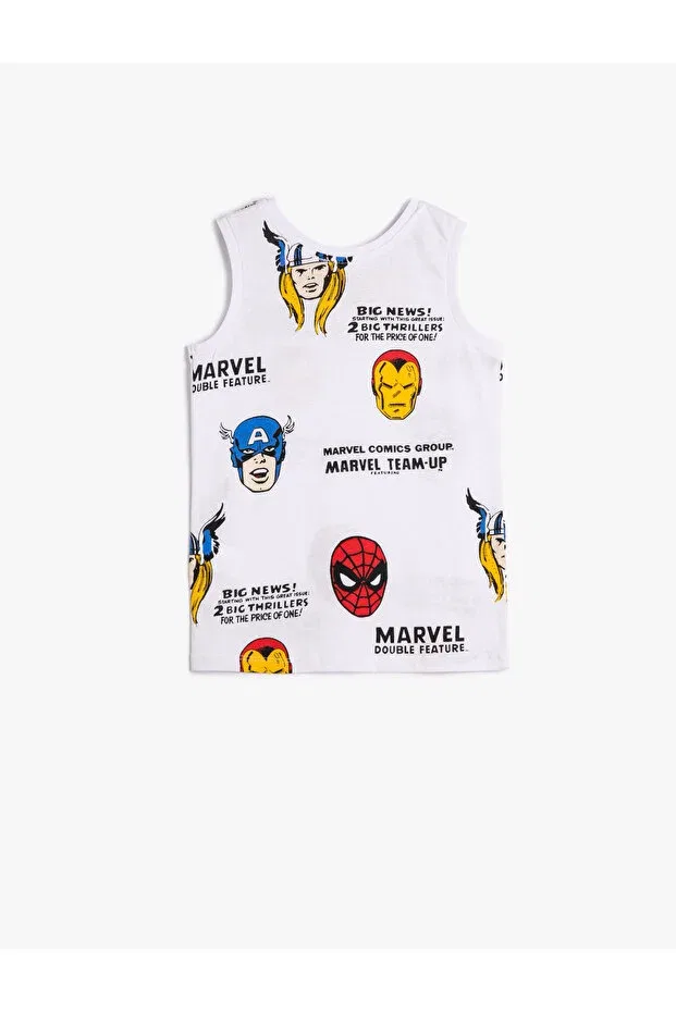 Детское для мальчиков майка с принтом Marvel Koton, White Patterned — фото 2