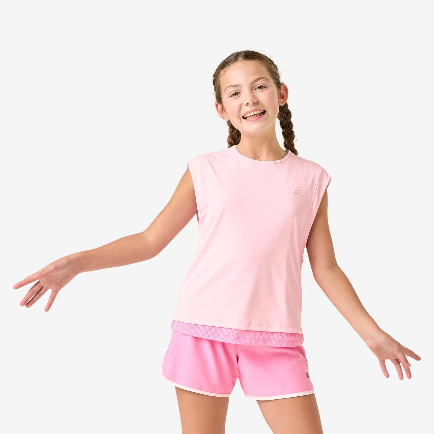 Детская спортивная футболка 2-in-1 Decathlon, Blasses Bonbonrosa