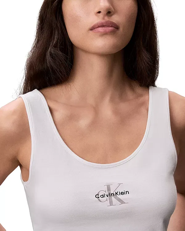 Женская майка-топ из хлопка с эластаном Calvin Klein, Classic White — фото 4