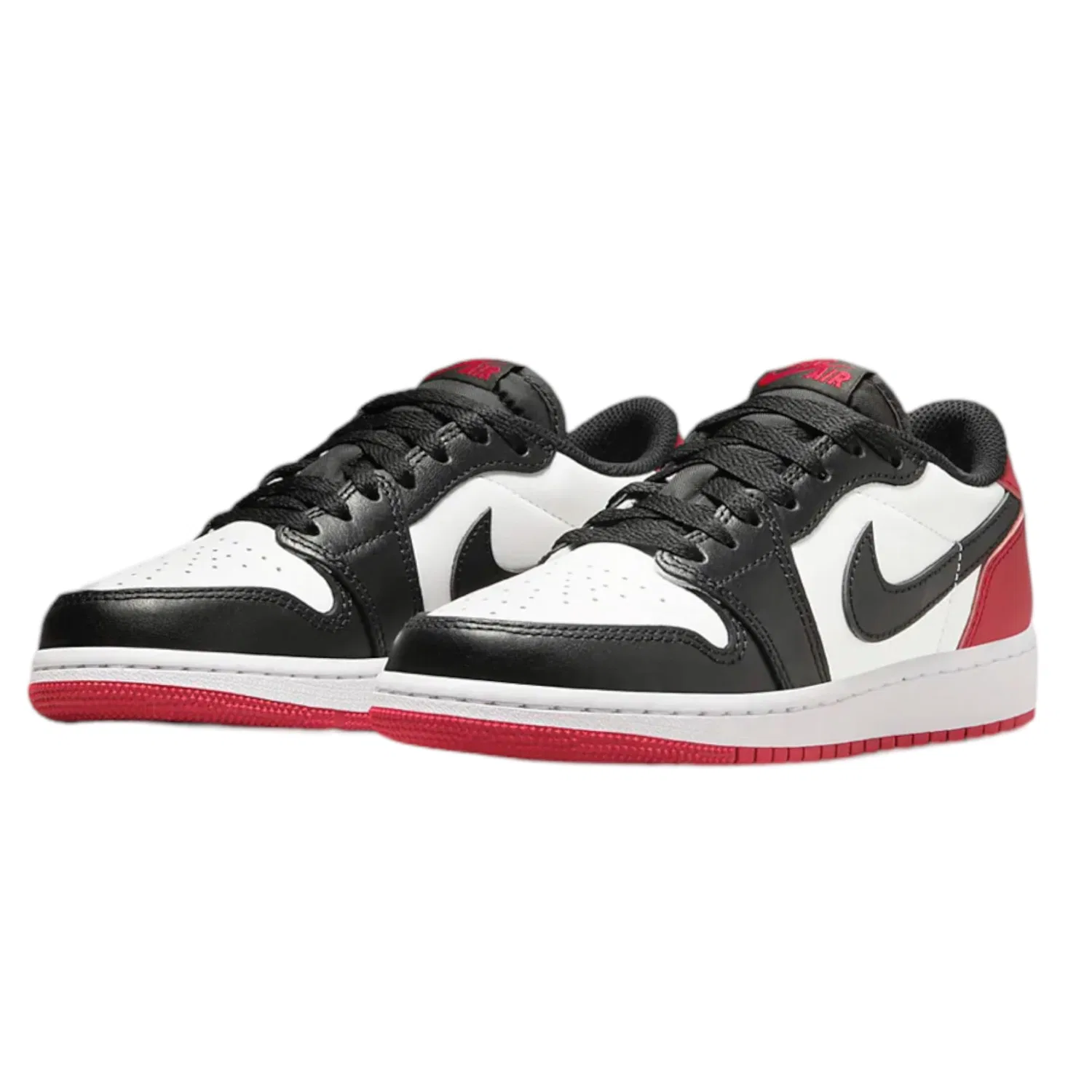Детские кроссовки для мальчиков с кроссовками Air Jordan 1 Retro Low Og Black Toe Grade School Lifestyle Shoes NIKE, White Black Red Varsity — фото 3