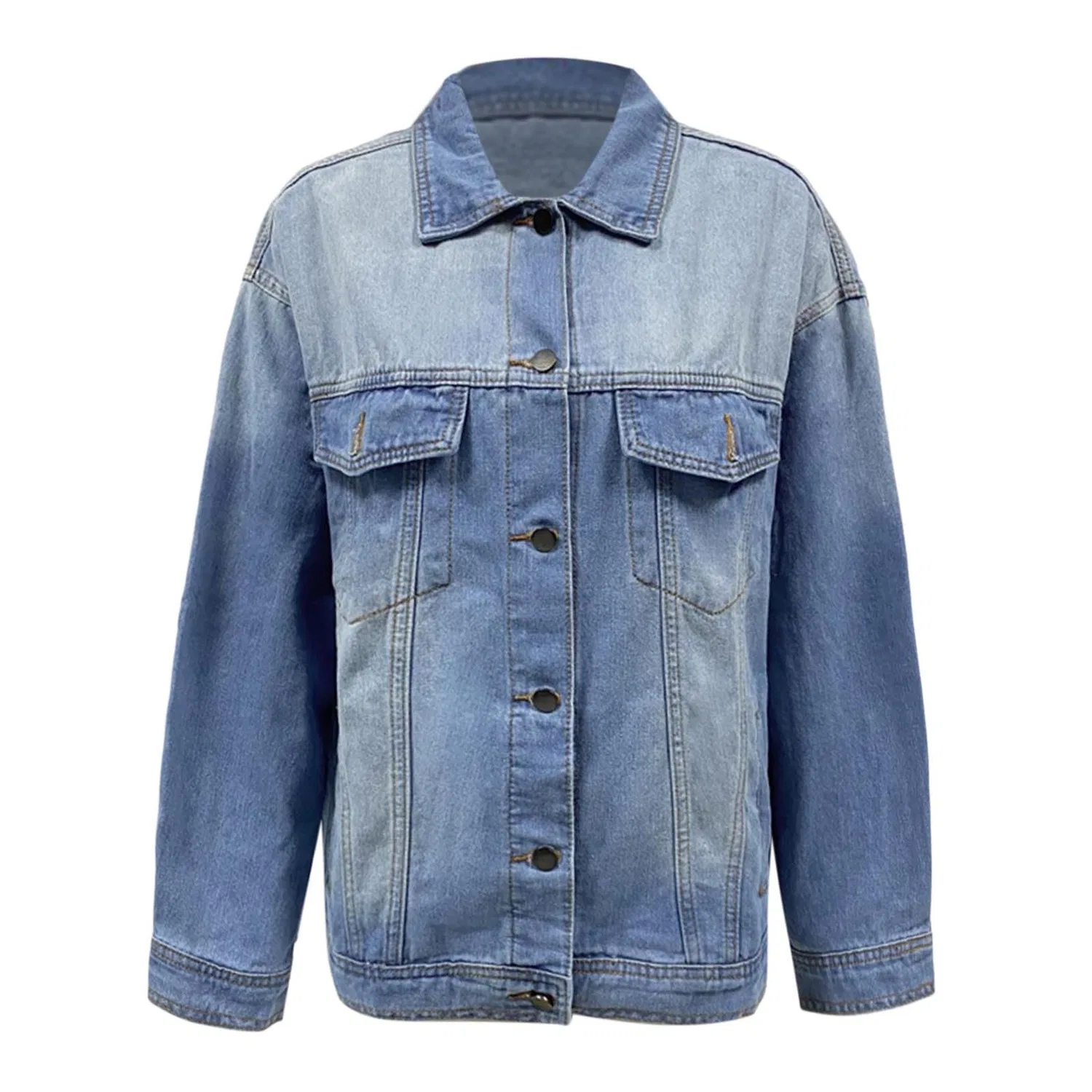 Женское джинсовое пальто с принтом Boyfriend Jean Jacket, Blu — фото 2