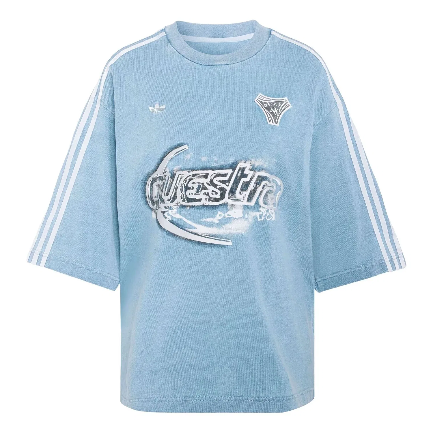 Женская футболка оверсайз из денима с принтом Adidas Adilenium Season 5, светло-синий