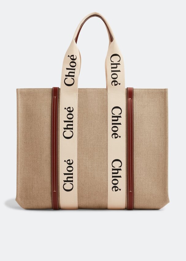 

Сумка-тоут CHLOÉ Woody large tote bag, бежевый