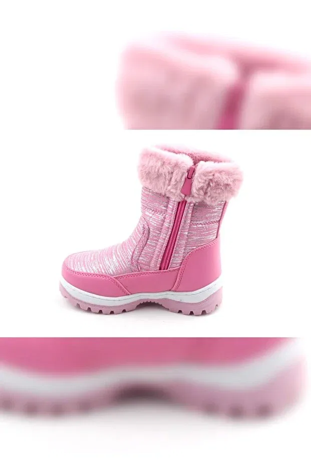 Детские ботинки для девочек с принтом Akınalbella, Pink — фото 3