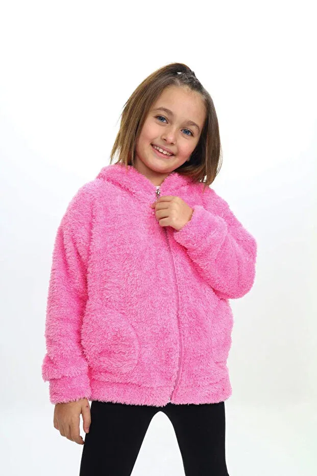 Детское пальто для девочек с капюшоном My Kids Wear, Pink — фото 4