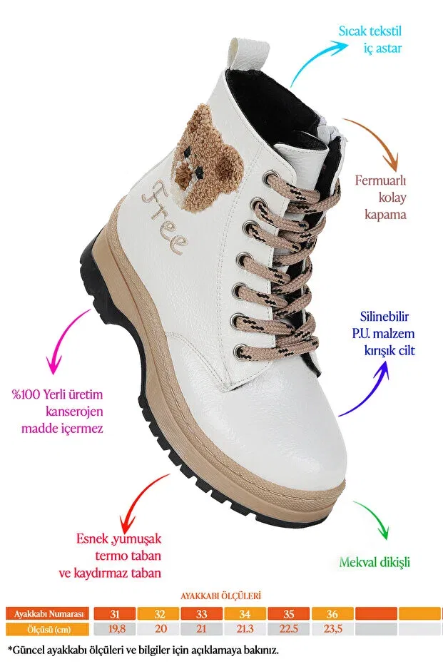 Детские ботинки для девочек с принтом Teddy Wrinkled Thermo Sole Kiko Kids, White — фото 3