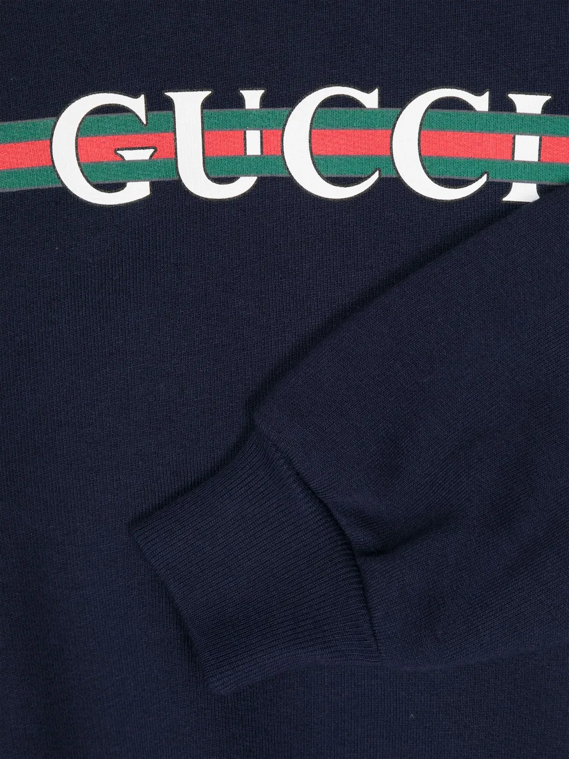 Свитшот с логотипом из хлопка Gucci, темно-синий — фото 2