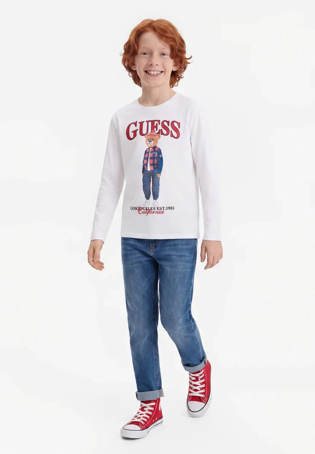 Детская футболка с длинными рукавами Guess, Pure White