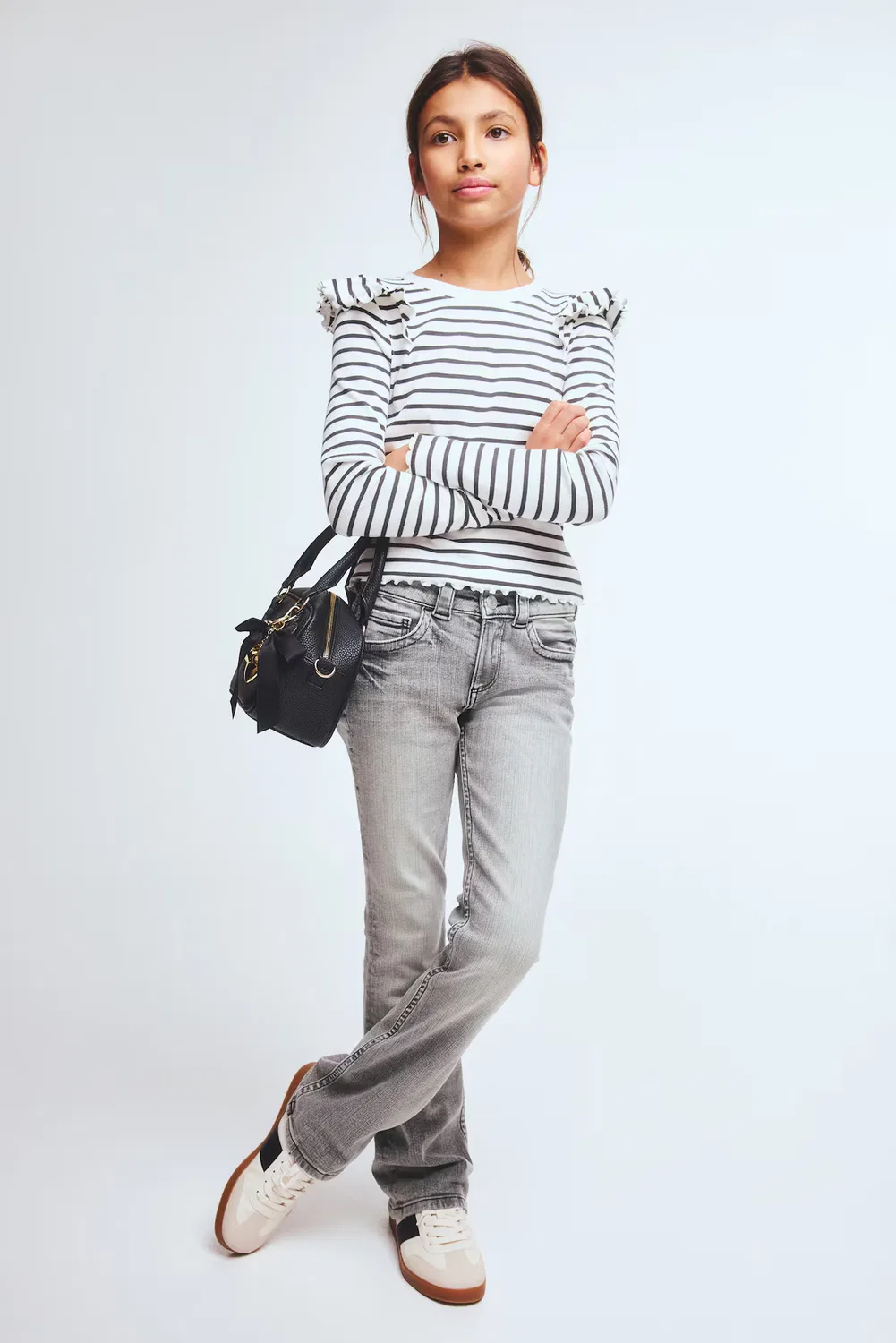 Джинсы-Клеш с заниженной талией H&M, Ausgewaschenes Denimgrau