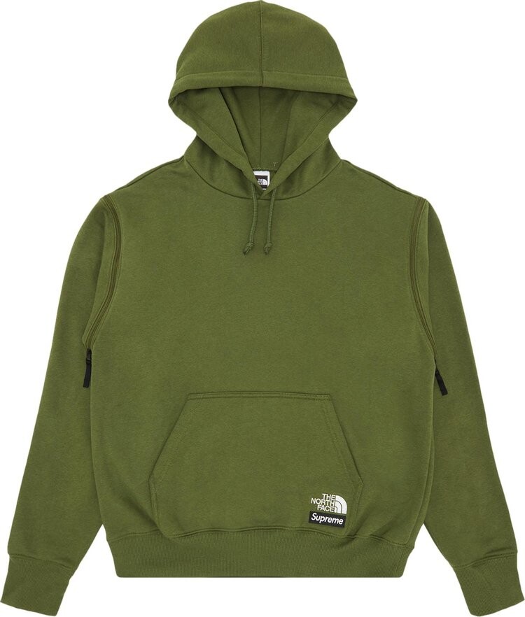 Толстовка Supreme x The North Face Convertible Hooded Sweatshirt 'Olive', зеленый — фото 2