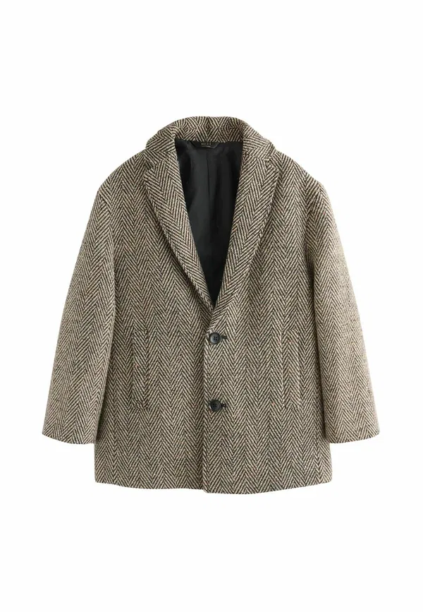 Пальто с узором елочка Klasikinis paltas Next, grey, серый