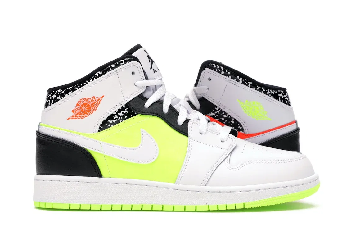 Детские кроссовки Lifestyle с принтом Jordan 1 Mid Composition Notebook Jordan, Orange/Volt-Black-White