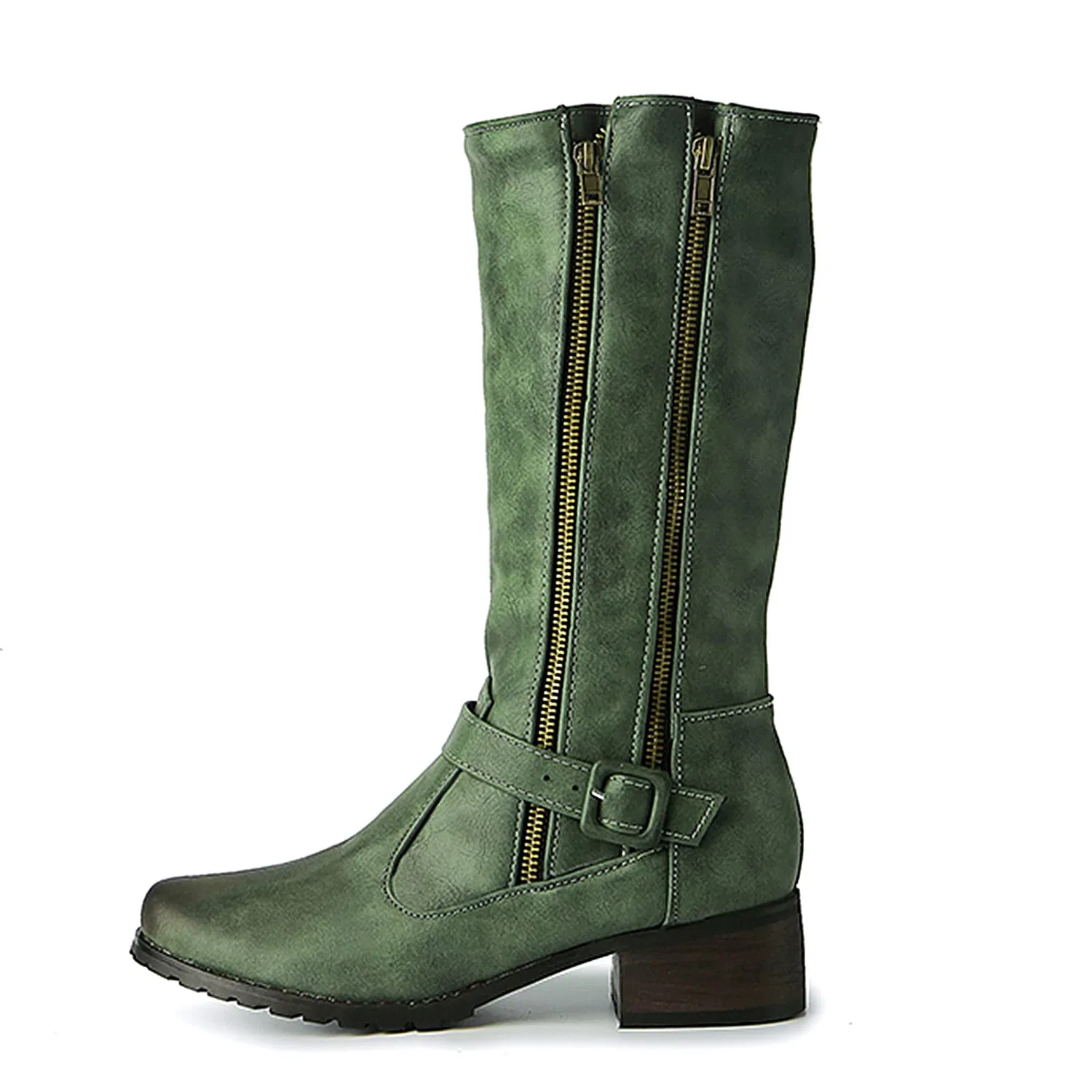 Детские ботинки для девочек с принтом Girls' Casual Long Boots with Side Zipper and Laces with Printed Garden Pattern Waterproof Western Boots Fashion Printed Pattern Boots, Verde — фото 2