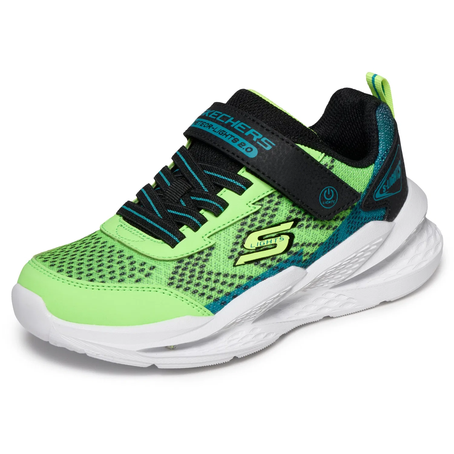 Детские текстильные кроссовки со световой индикацией Skechers, Lime/Black — фото 4