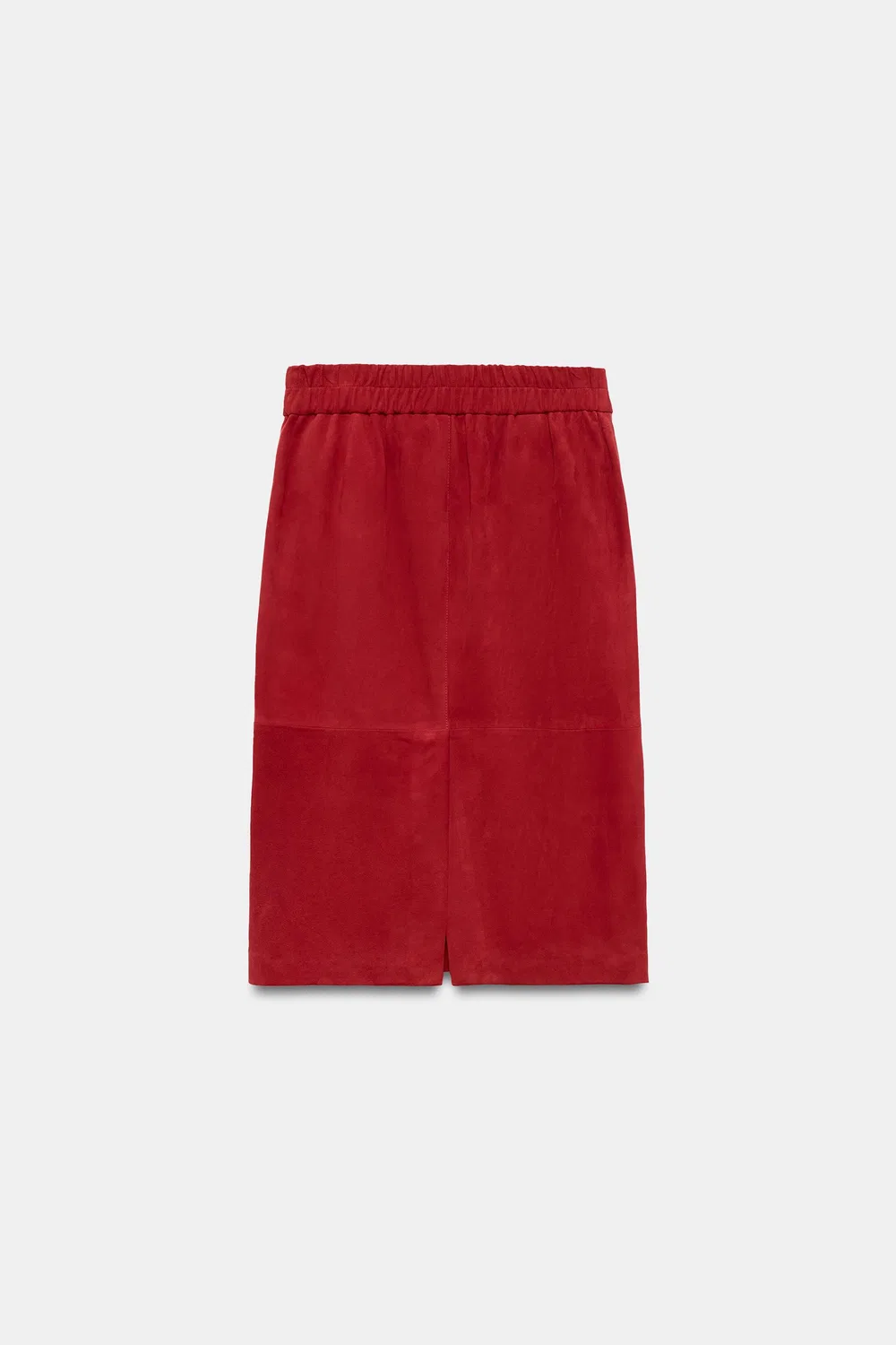 Юбка миди из 100% натуральной кожи от ZW Collection ZARA, Red — фото 3