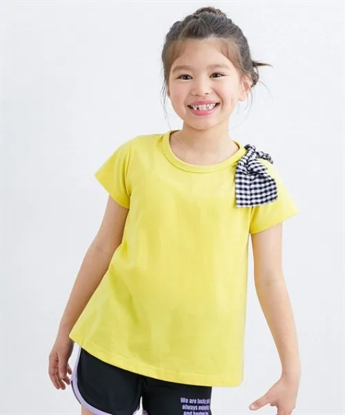 Детская футболка для девочек с длинным рукавомRibbon Design QUNTSTYLE, Yellow
