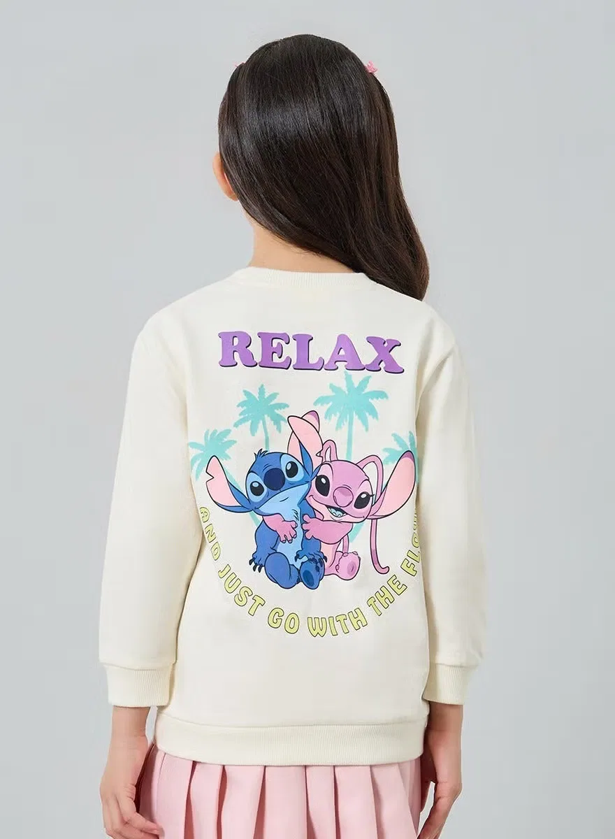 Свитшот с принтом Lilo & Stitch хлопковый Styli, белый — фото 4