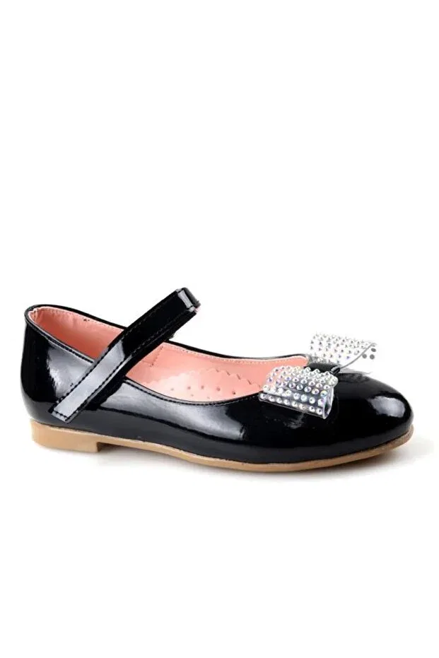 Детские балетки для девочек с коротким каблуком Sema, Black