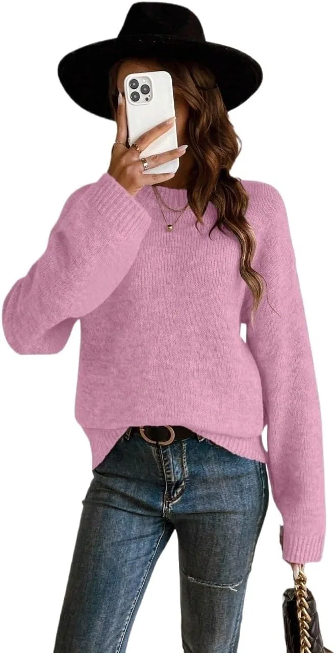 Женский свитер с длинным рукавом, Regular Fit, розовый