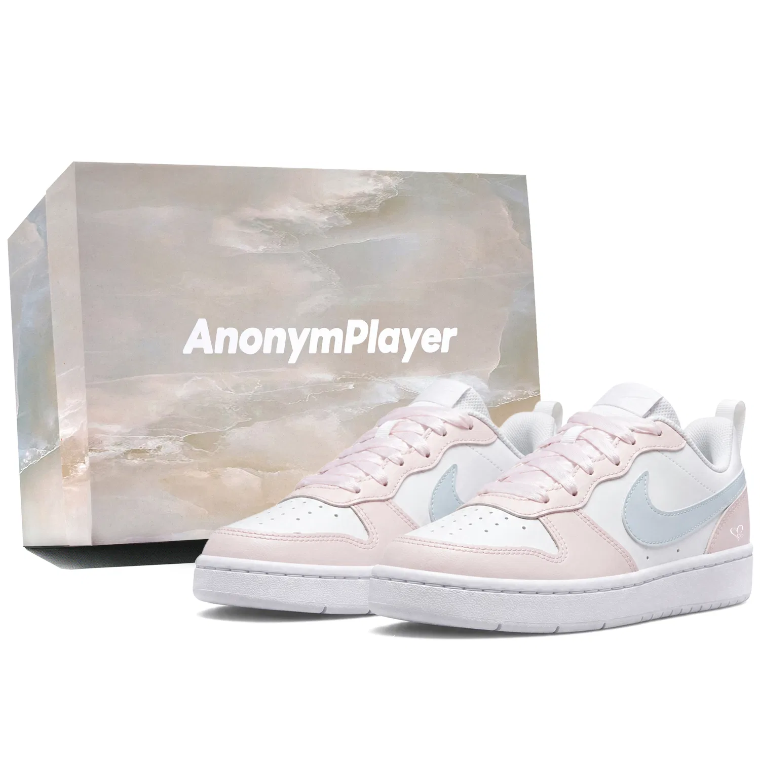 Детские кроссовки для скейтбординга с принтом Nike Court Borough Low 2, Nike, White Pink Blue