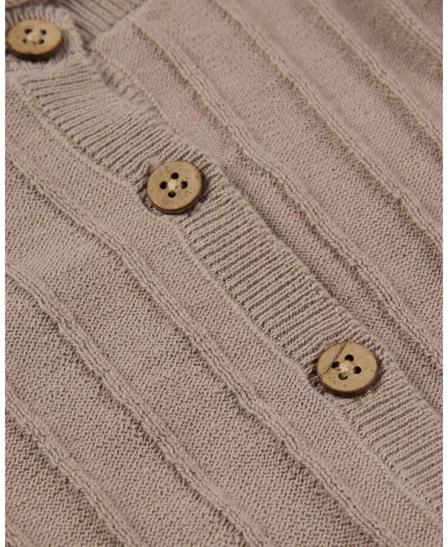 Детский кардиган из хлопка с 3D-вязанием, модель Baby Girls 3D Knit MeMoi, Almond — фото 3