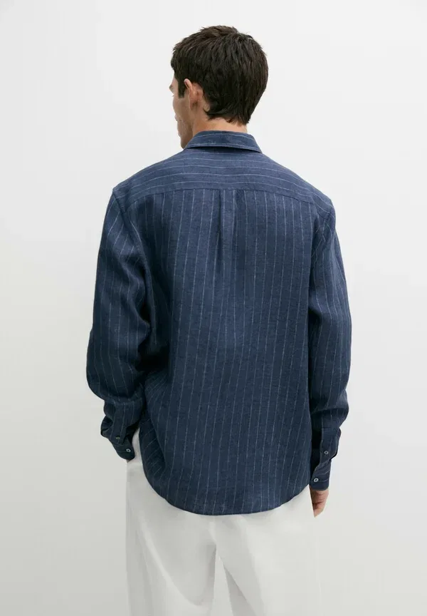 Рубашка с полосками Shirt Massimo Dutti, mottled dark blue, темно-синий — фото 3