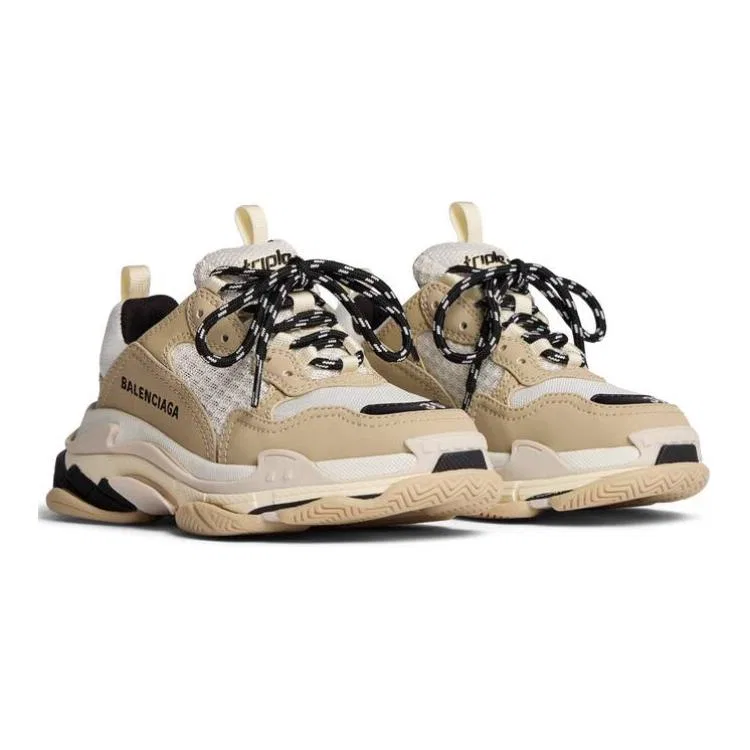 Детские кроссовки с принтом Triple S Balenciaga, Ecru — фото 4