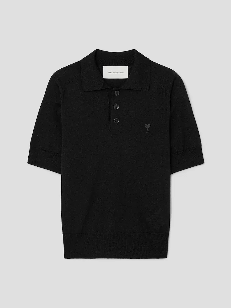 Женский пуловер Polo с контрастным Ami De Coeur AMI PARIS, Black
