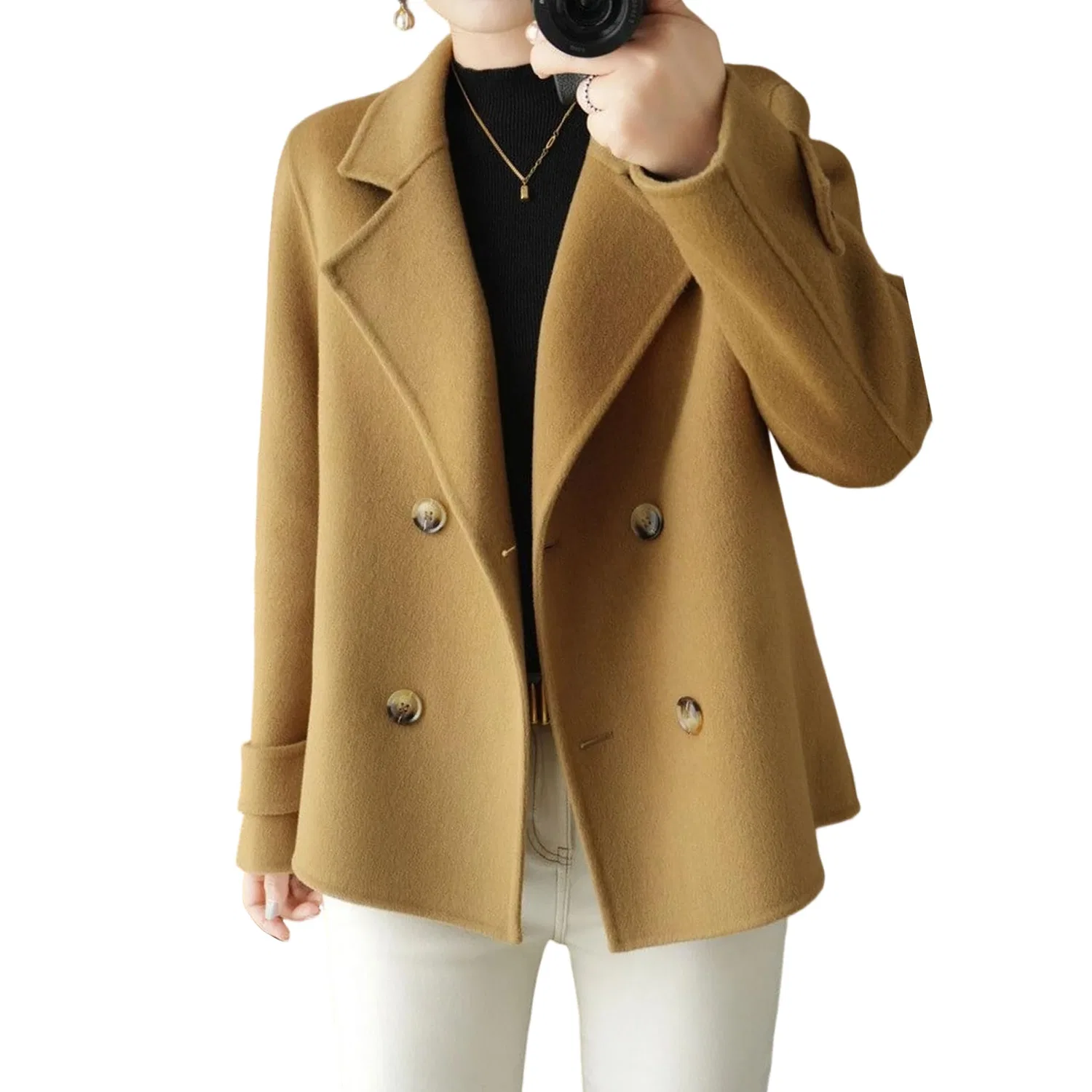 Женское пальто с двубортной застежкой Belfast Fleece Peacoat, Cachi