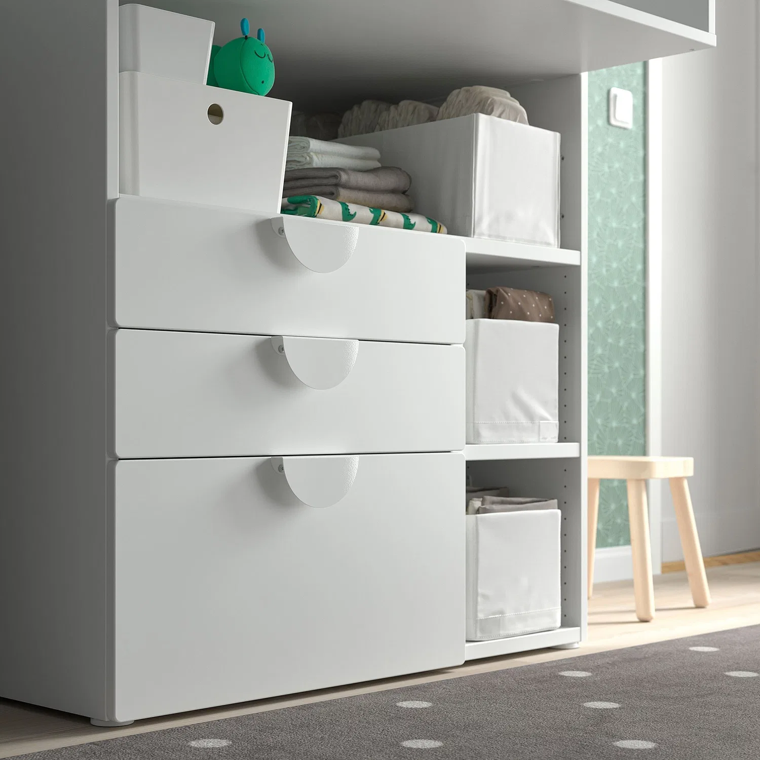 IKEA Småstad Пеленальный столик, белый, 90x79x100 см, с выдвижным ящиком — фото 4