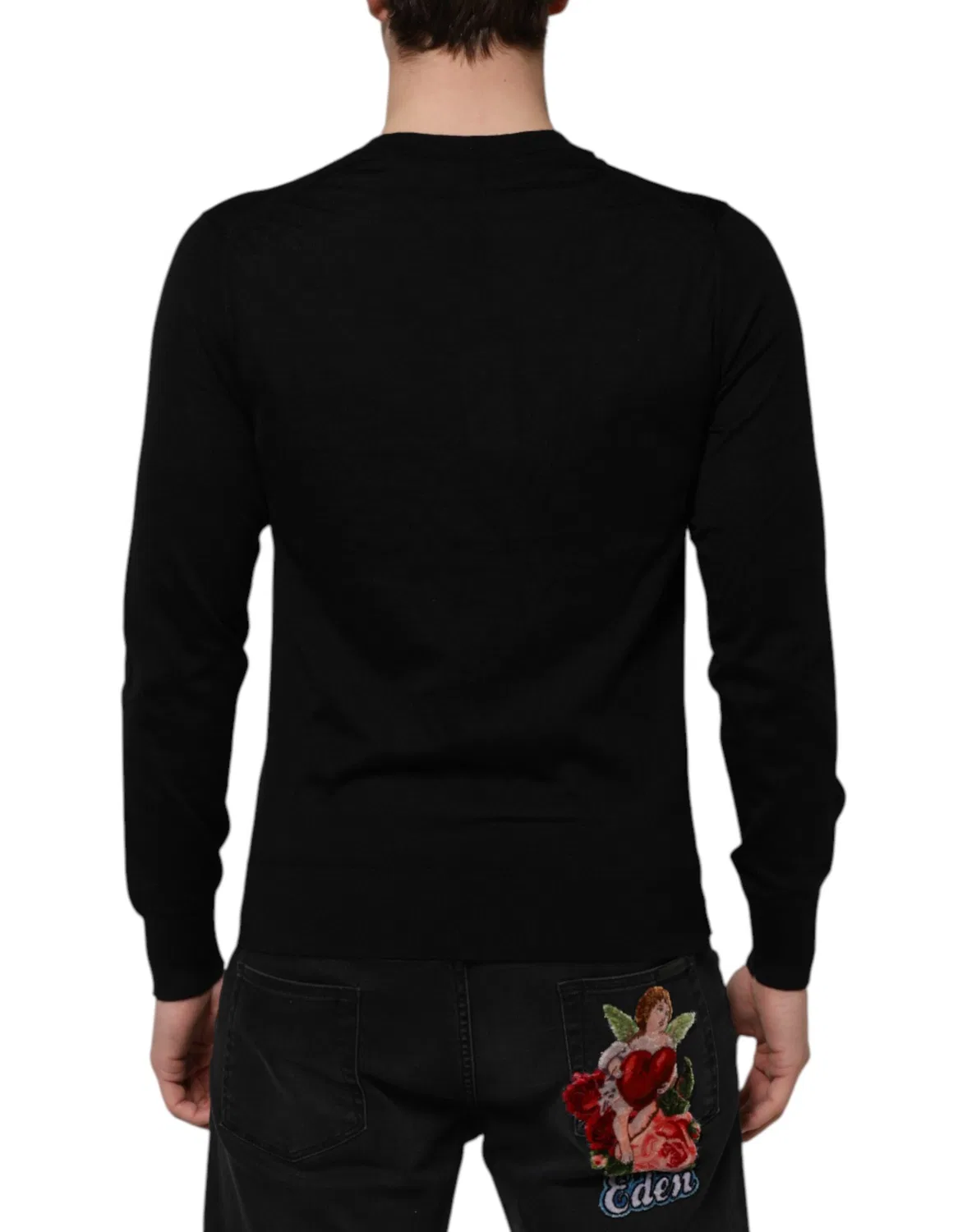Мужская футболка с длинным рукавом и V-образным вырезом Black Cashmere Dolce & Gabbana, Black — фото 4